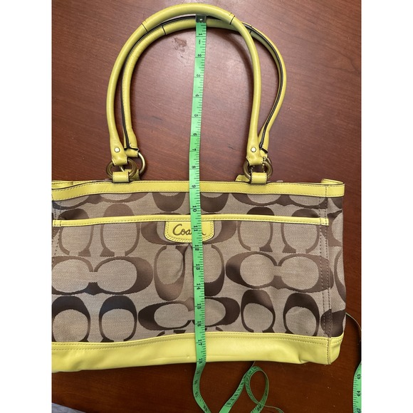 Coach Park Signature tote purse F19725 tan green - Picture 16 of 16